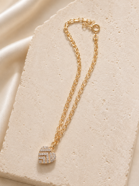 Pulseira com Pingente de Coração Cravejado